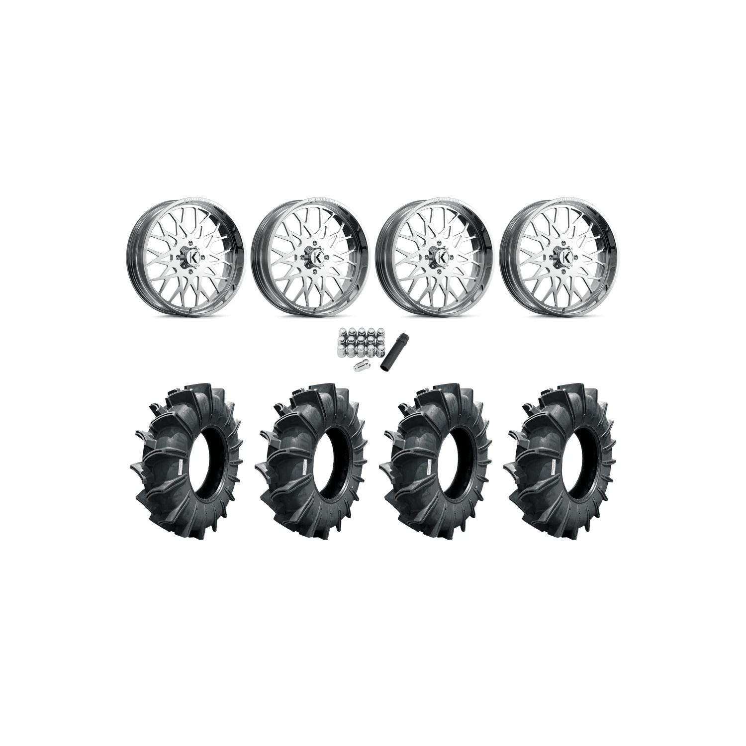 Assassinator Mud Tires 40×10-24 on KG1 Forged KU019 Torture Polished Wheels