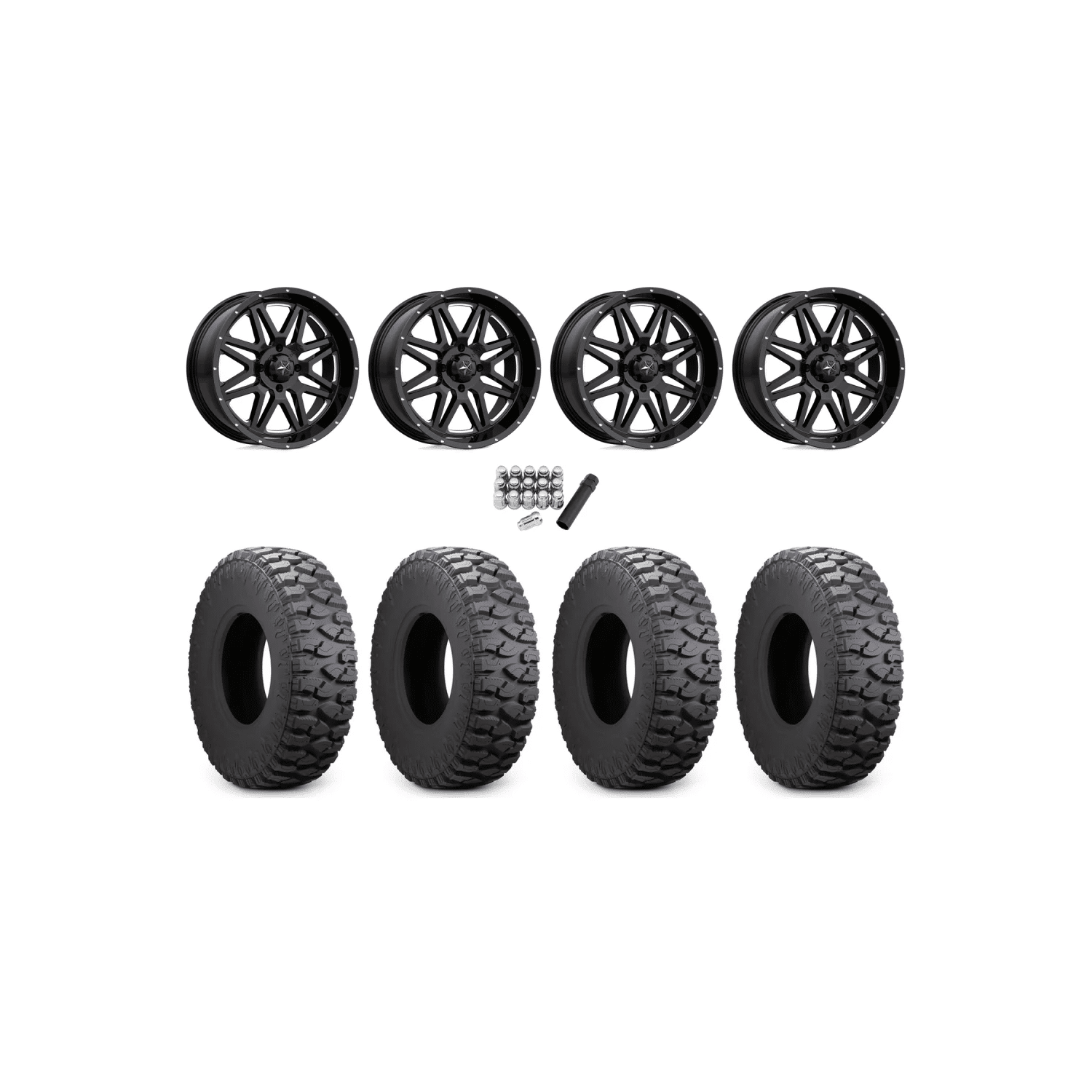 Atturo Trail Blade Boss 30×10-14 Radial Tires on MSA M26 Vibe Gloss Black Milled Wheels