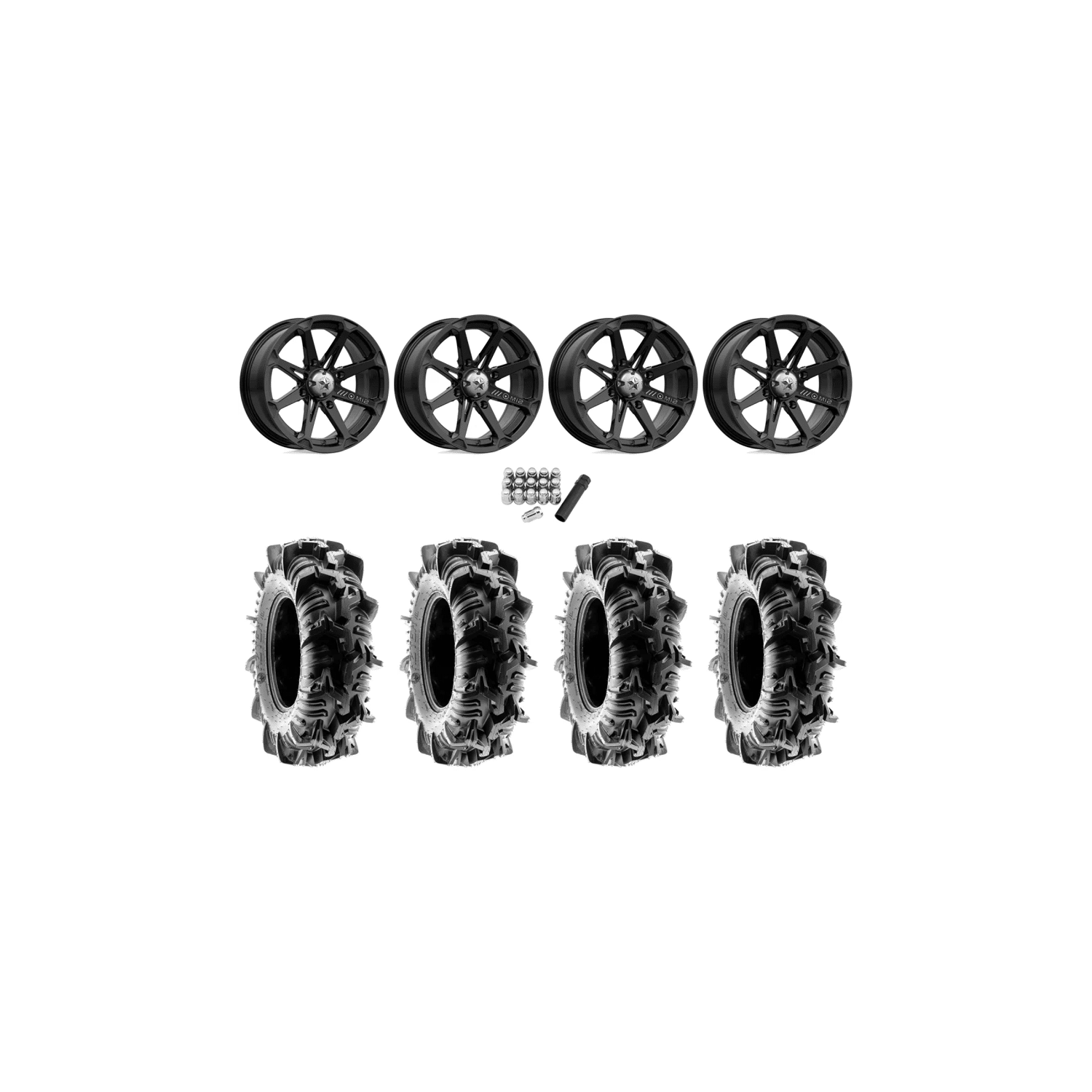 Terache Aztex XL 32×9-14 (8ply) Tires on MSA M12 Diesel Gloss Black Wheels