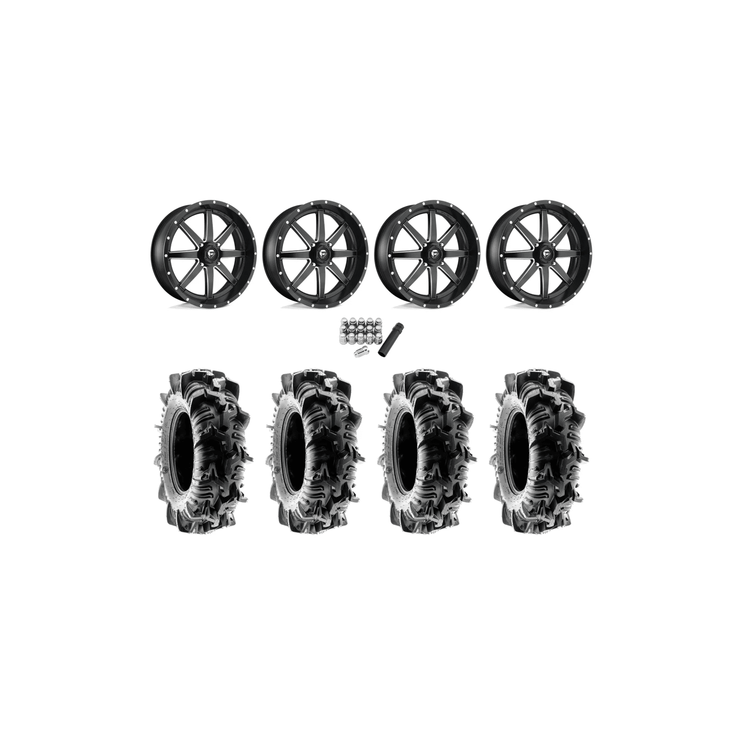 Terache Aztex XL 34.5×9-16 (8ply) Tires on Fuel Maverick Matte Black Milled Wheels