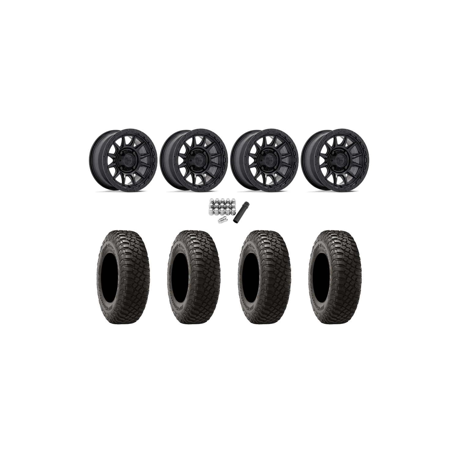 BFGoodrich Mud-Terrain KM3 Tires on Fuel Piston Matte Black Wheels