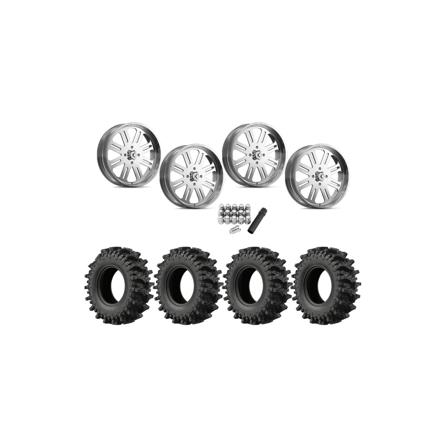 EFX Motoslayer 35×9.5-24 Tires on KG1 KU034 H8ter Polished Wheels