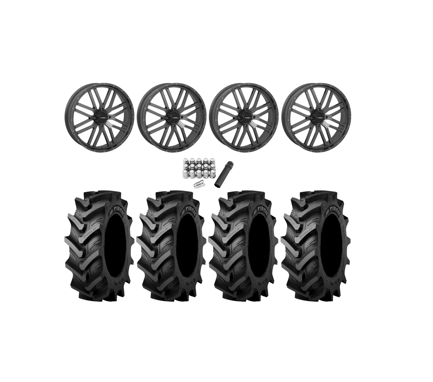 Tiron HS617 TT 44×11.2-24 Tires on ST-3 Matte Black Wheels