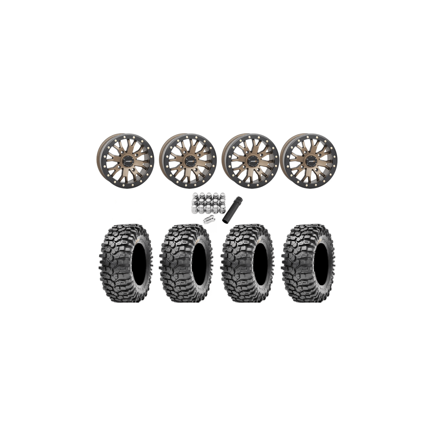 Maxxis Roxxzilla ML7 (Competition Compound) 35×10-14 Tires on SB-4 Bronze Beadlock Wheels
