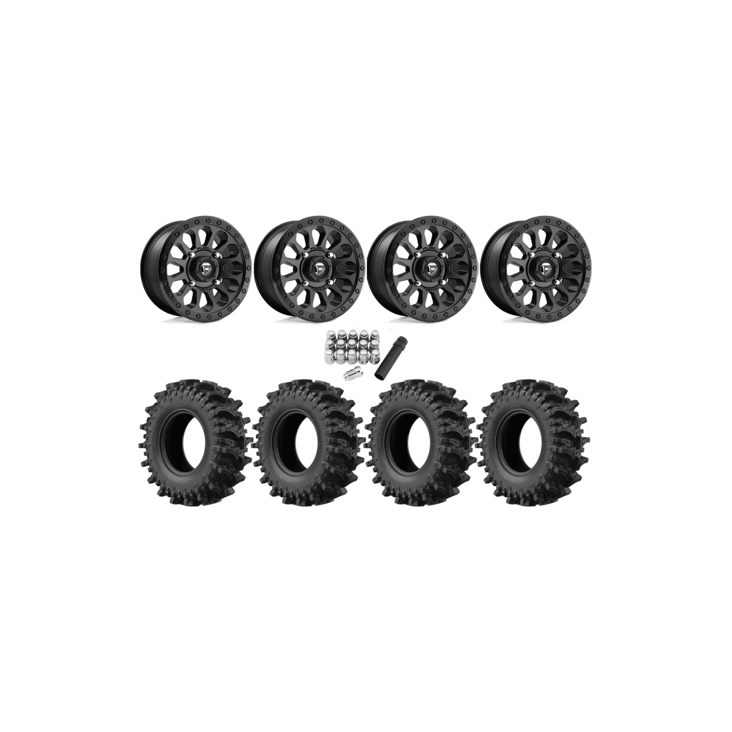 EFX Motoslayer 28×9.5-14 Tires on Fuel Vector Matte Black Wheels