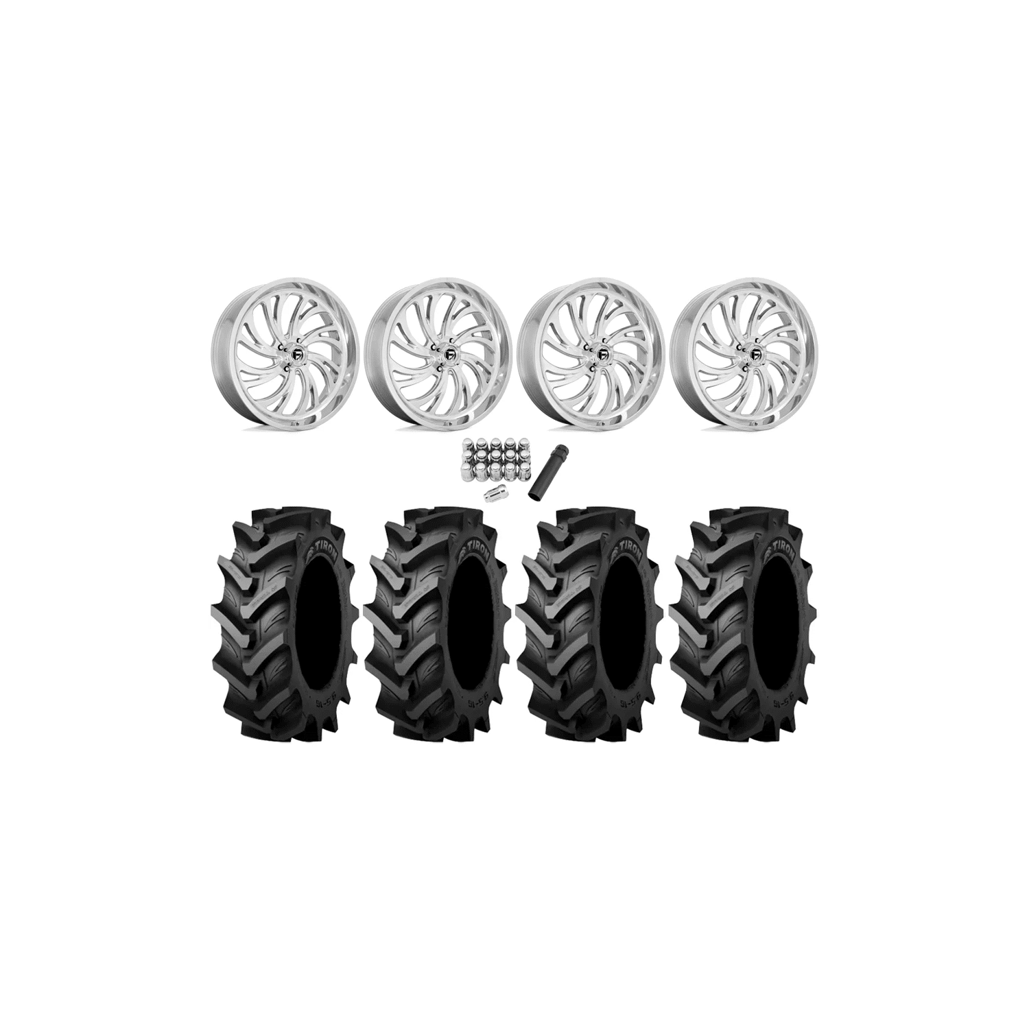 Tiron HS617 TT 44×11.2-24 Tires on Fuel Kompressor Polished Wheels