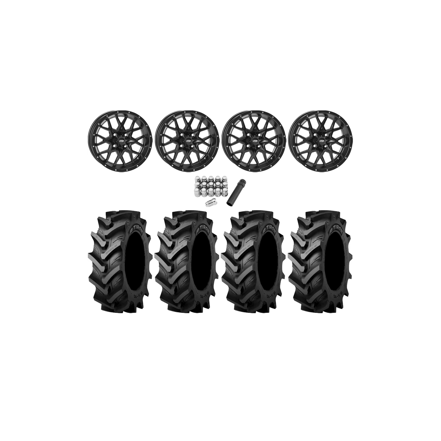 Tiron HS617 TT 31×8-16 Tires on ITP Hurricane Satin Black Wheels