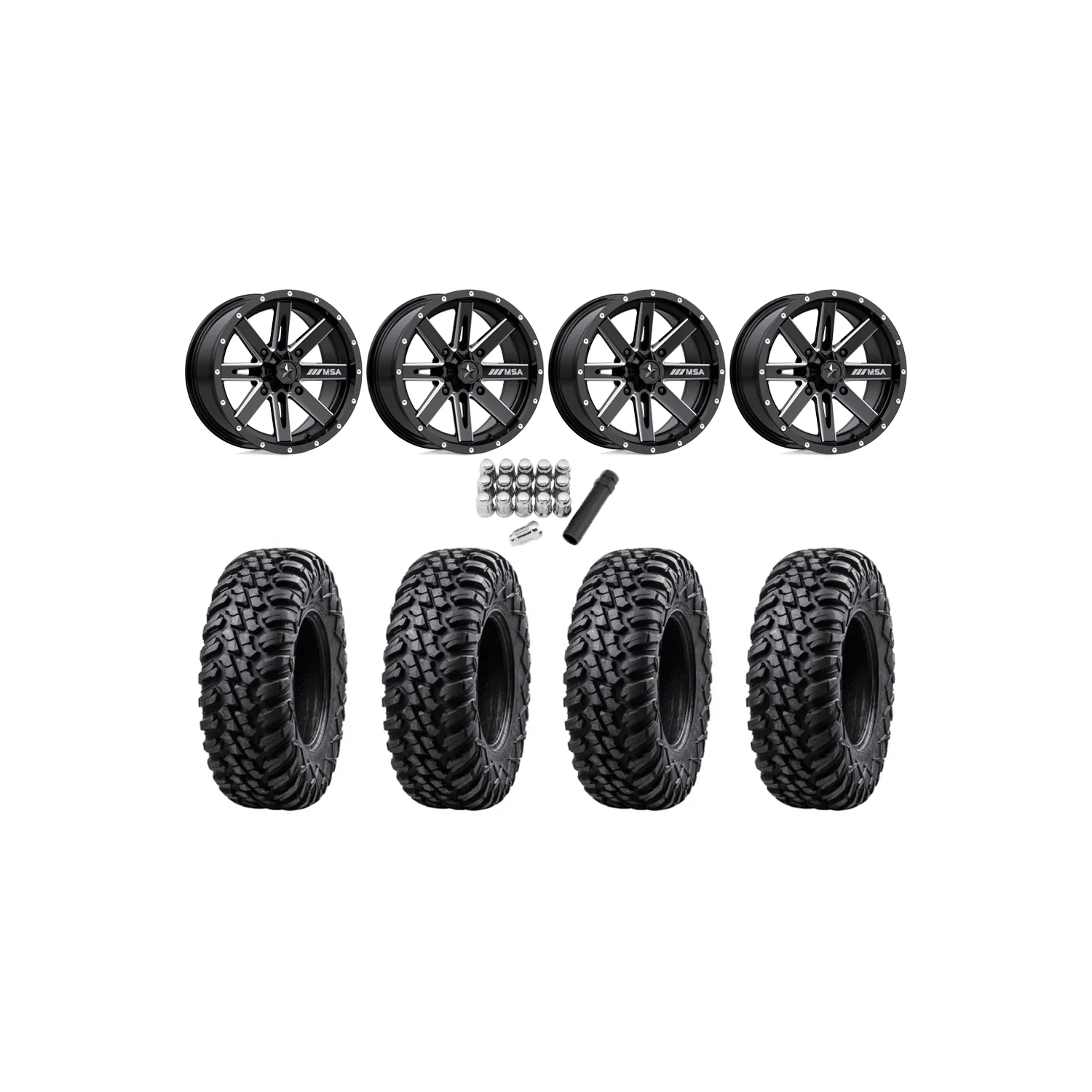 Tusk Terrabite 28×10-14 Radial Tires on MSA M41 Boxer Wheels