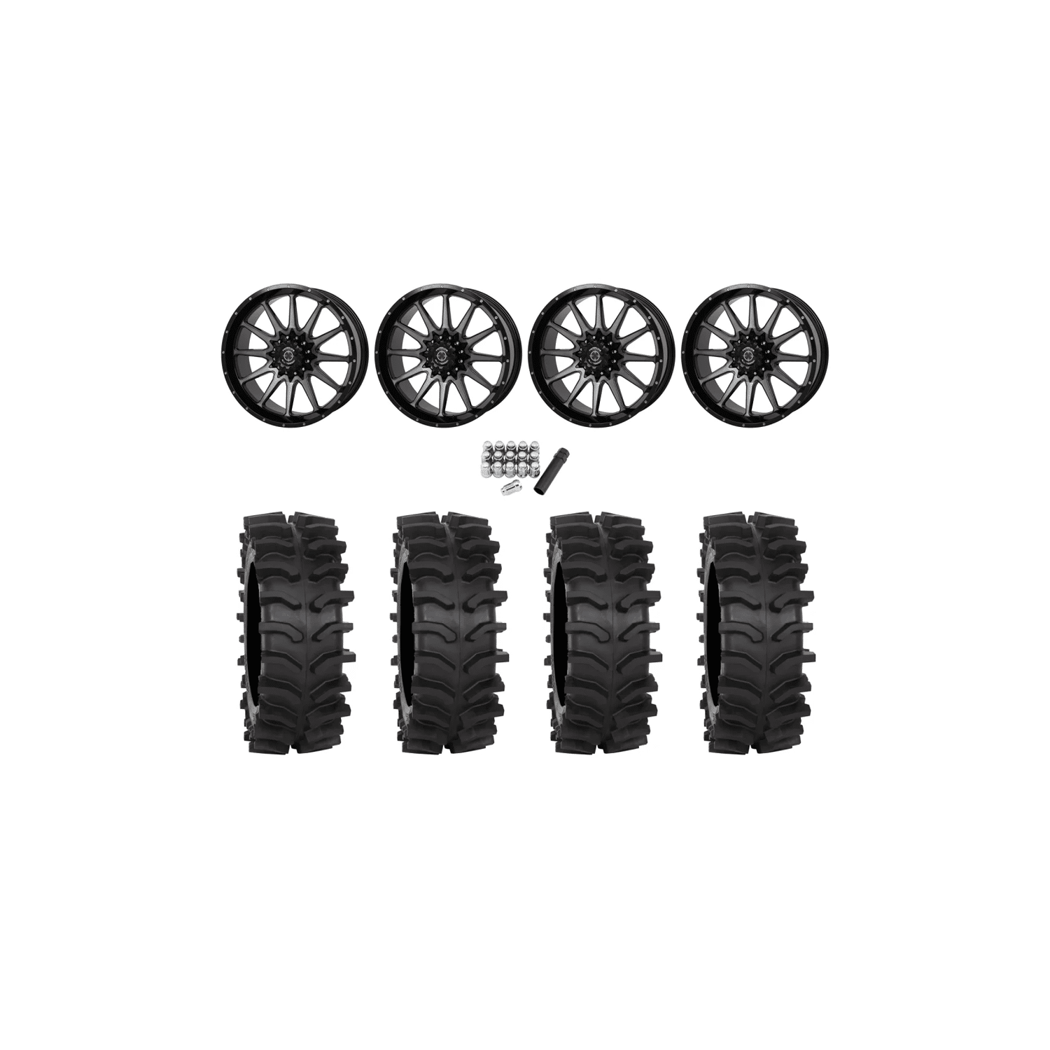 System 3 XT400W 35×12-20 Tires on Frontline 762 Gloss Dark Tint (20×8) Wheels