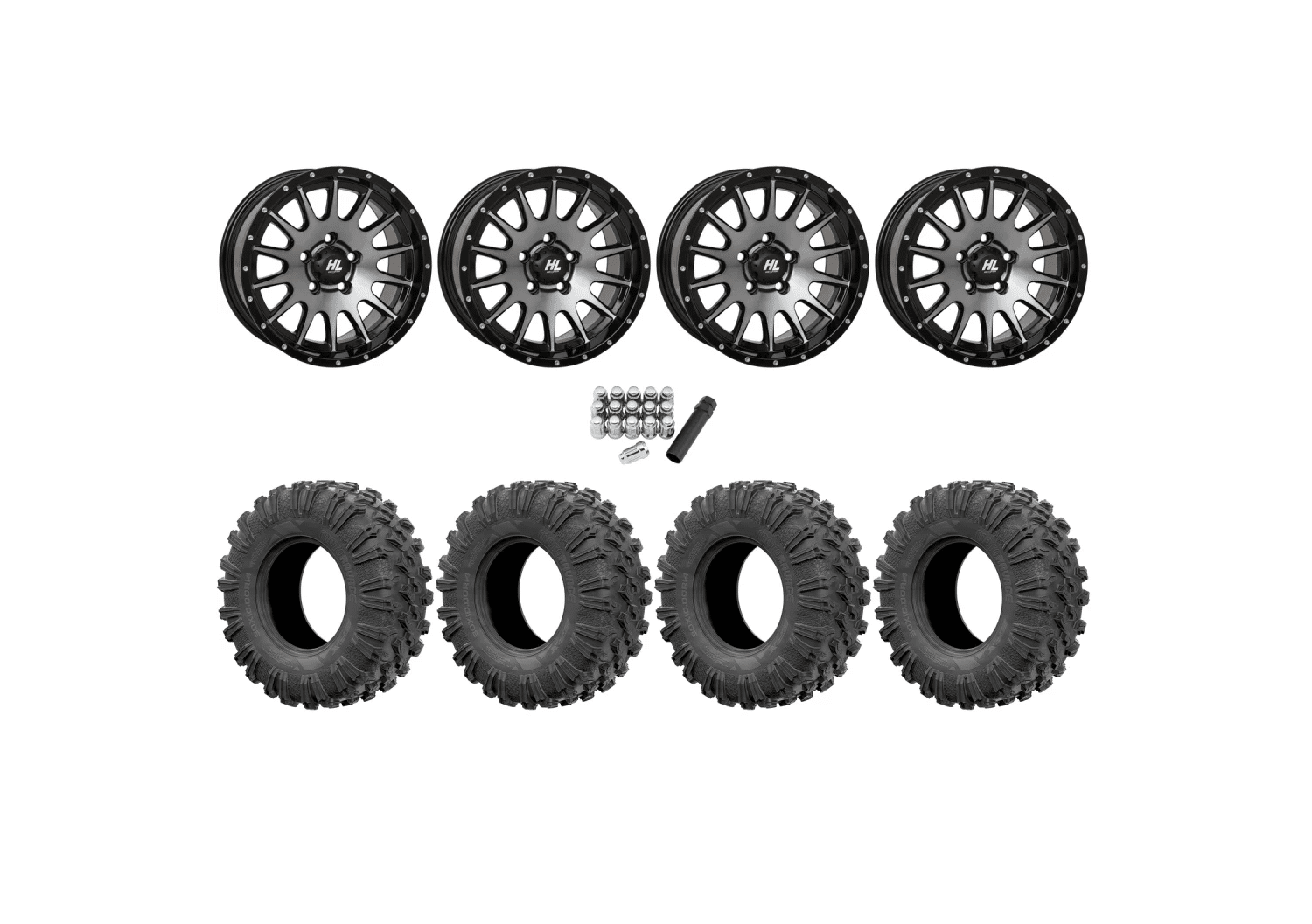 EFX Motoravage 30×10-15 (8PLY) Radial Tires on High Lifter HL25 Dark Tint Grey Wheels