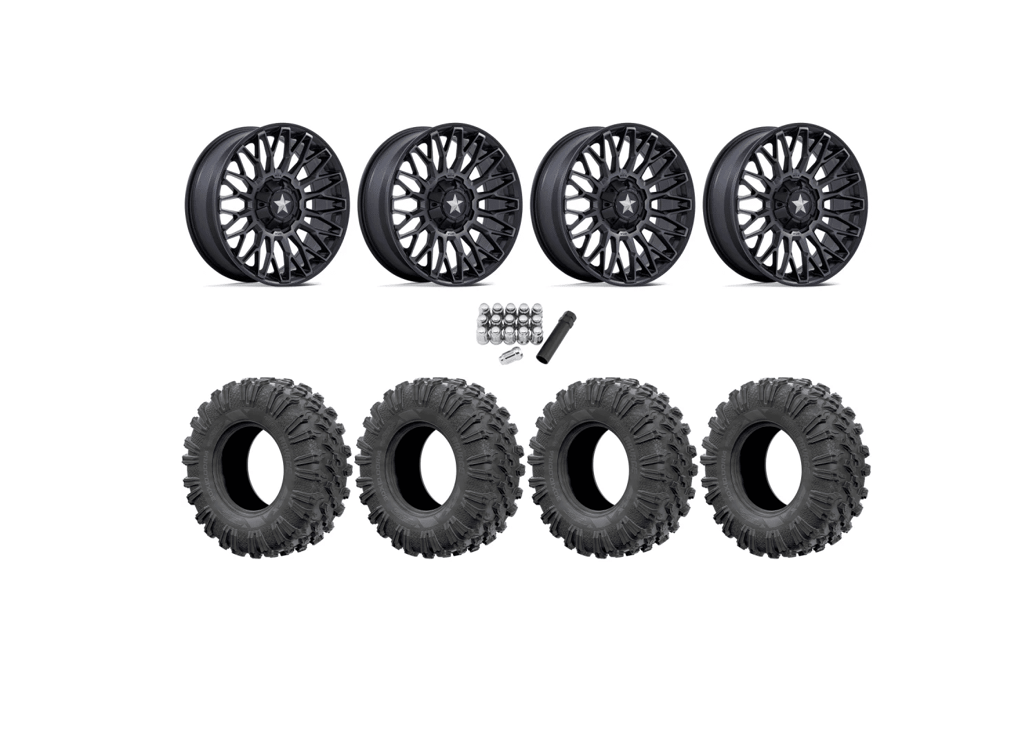 EFX Motoravage 30×10-15 (8PLY) Radial Tires on MSA M50 Clubber Matte Black DDT Wheels