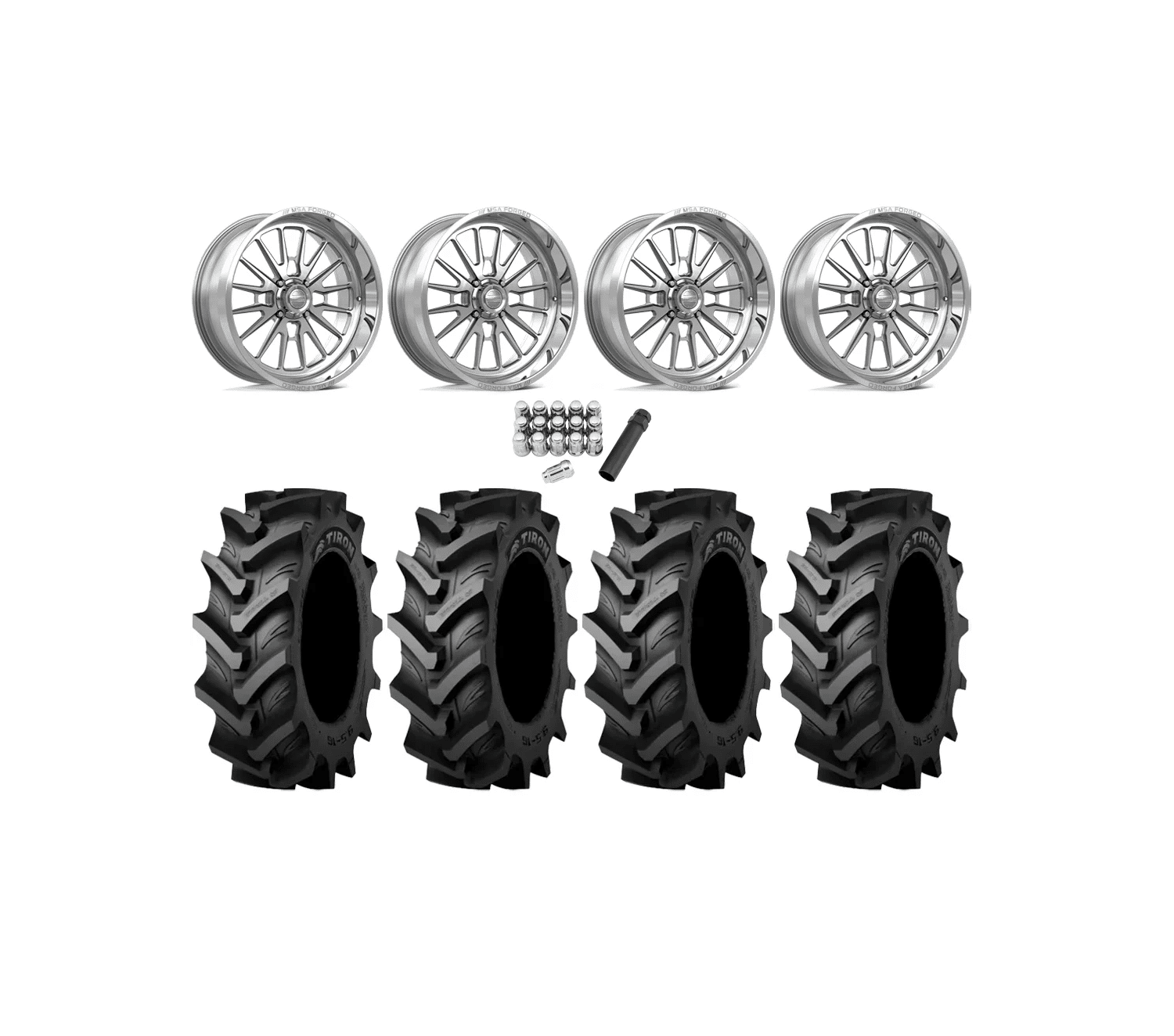 Tiron HS617 TT 46×12.4-24 Tires on MSA Breakout Polished (24×10) Forged Wheels
