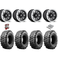 Maxxis Carnivore 35-10-15 Tires on Fuel Hardline Gloss Black Milled Beadlock Wheels