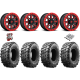 Maxxis Carnivore 33-10-15 Tires on Fuel Hardline Gloss Black with Candy Red Beadlock Wheels