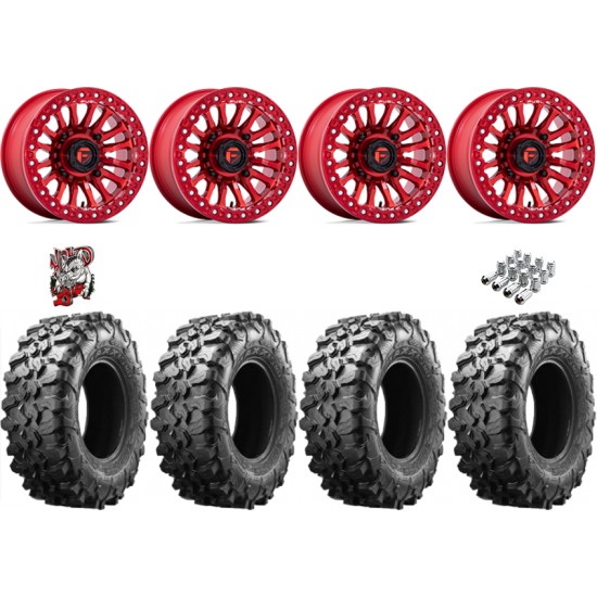 Maxxis Carnivore 33-10-15 Tires on Fuel Rincon Candy Red Beadlock Wheels