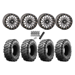 Maxxis Carnivore 30x10-14 Tires on HL23 Gunmetal Grey Beadlock Wheels