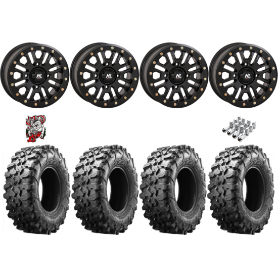 Maxxis Carnivore 33-10-15 Tires on HL23 Matte Black Beadlock Wheels