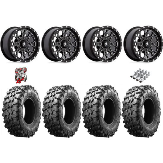 Maxxis Carnivore 35-10-15 Tires on MSA M45 Portal Gloss Black Milled Wheels