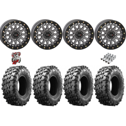 Maxxis Carnivore 32-10-15 Tires on SB-6 Gunmetal Grey Beadlock Wheels