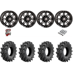 Intimidator 28-10-14 Tires on High Lifter HL3 Gloss Black Wheels