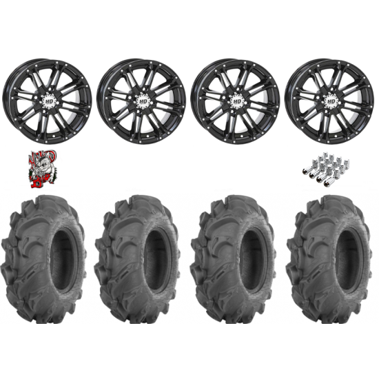 ITP Mega Mayhem 28-9-14 Tires on STI HD3 Black Wheels