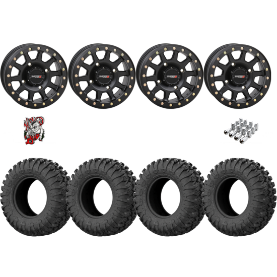 EFX Motoclaw 27-10-14 Tires on SB-3 Matte Black Beadlock Wheels