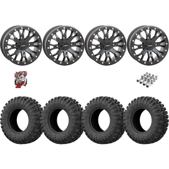 EFX Motoclaw 27-10-14 Tires on SB-4 Matte Black Beadlock Wheels