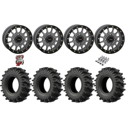 EFX MotoSlayer 28-9.5-14 Tires on SB-5 Gunmetal Grey Beadlock Wheels