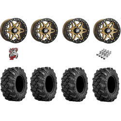 Sedona Buck Snort (2) 27x9x14 (2) 27x11x14 Tires on Split 6 Beadlock Bronze (14x7/14x10) Wheels