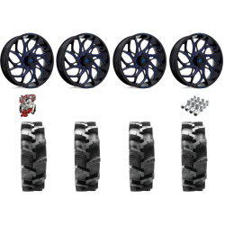 Quadboss QBT680 33-9.5-18 Tires on Fuel Runner Candy Blue Wheels