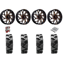 Quadboss QBT680 33-9.5-18 Tires on Fuel Runner Candy Orange Wheels
