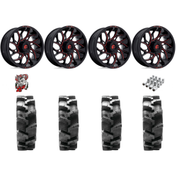 Quadboss QBT680 33-9.5-18 Tires on Fuel Runner Candy Red Wheels