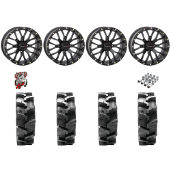 Quadboss QBT680 36-9.5-20 Tires on ST-3 Matte Black Wheels