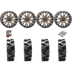 Quadboss QBT680 29-9.5-14 Tires on SB-4 Bronze Beadlock Wheels