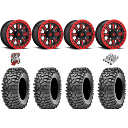 Maxxis Roxxzilla ML7 (Competition Compound) 35-10-15 Tires on Fuel Hardline Gloss Black with Candy Red Beadlock Wheels