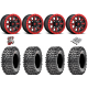 Maxxis Roxxzilla ML7 (Competition Compound) 35-10-15 Tires on Fuel Hardline Gloss Black with Candy Red Beadlock Wheels