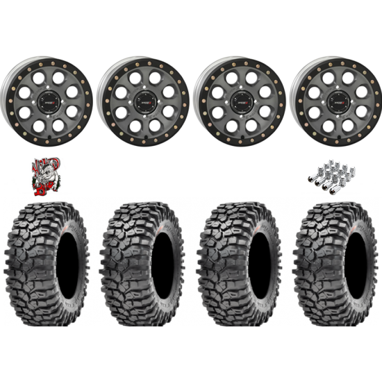 Maxxis Roxxzilla ML7 (Competition Compound) 32-10-15 Tires on SB-7 Matte Titanium Beadlock Wheels