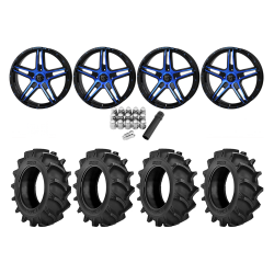 BKT TR 171 35x8.3-20 Tires on Frontline 505 Blue Tint Wheels