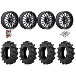 BKT TR 171 46-12.4-24 Tires on Fuel Arc Gloss Black Milled Wheels