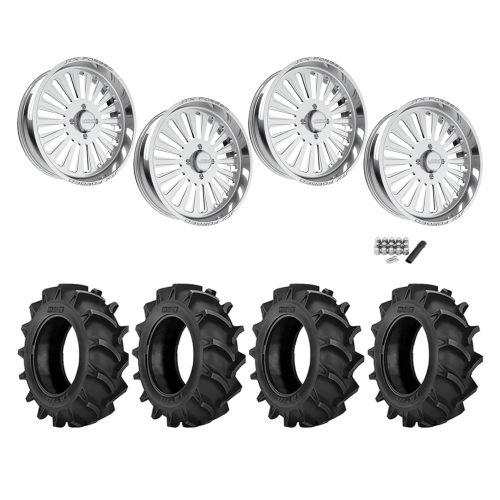 BKT TR 171 42x9.5-24 Tires on JTX Forged Cosmo Polished Wheels