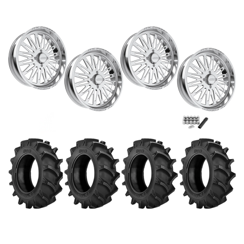 BKT TR 171 42x9.5-24 Tires on JTX Forged Schizo Polished Wheels