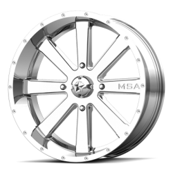 BKT TR 171 35-9.5-18 Tires on MSA M34 Flash Chrome Wheels