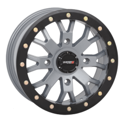 Assassinator Mud Tires 29.5-8-14 on SB-4 Satin Cement Grey Beadlock Wheels