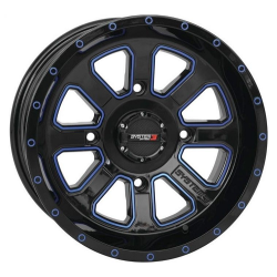 Assassinator Mud Tires 29.5-8-14 on ST-4 Gloss Black / Blue Wheels