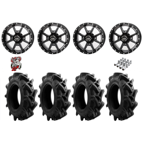 EFX Motohavok 28-8.5-14 Tires on Frontline 556 Black Wheels