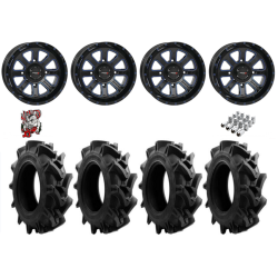 EFX Motohavok 31-8.5-14 Tires on ST-4 Gloss Black / Blue Wheels
