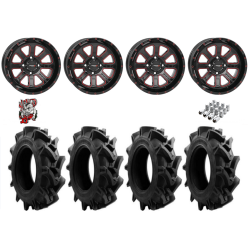 EFX Motohavok 28-8.5-14 Tires on ST-4 Gloss Black / Red Wheels