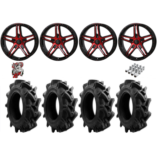 EFX Motohavok 35-8.5-20 Tires on Frontline 505 Red Tint Wheels