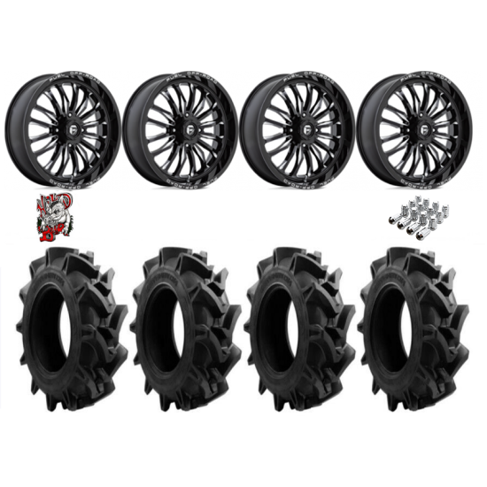 EFX Motohavok 37-9.5-22 Tires on Fuel Arc Gloss Black Milled Wheels