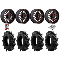 EFX Motohavok 35-8.5-22 Tires on Fuel Arc Gloss Black Milled Red Wheels